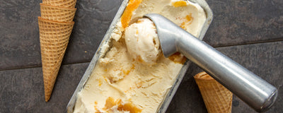 No-Churn Peach Vanilla Bean Ice Cream