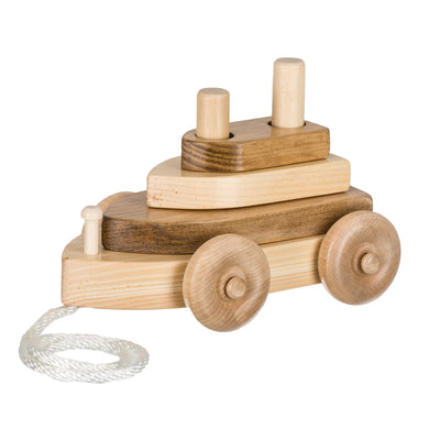 Natural Amish Made Wooden Pull Toy-Boat