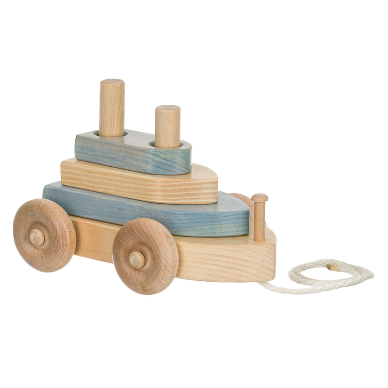 Baby Blue Amish Made Wooden Pull Toy-Boat