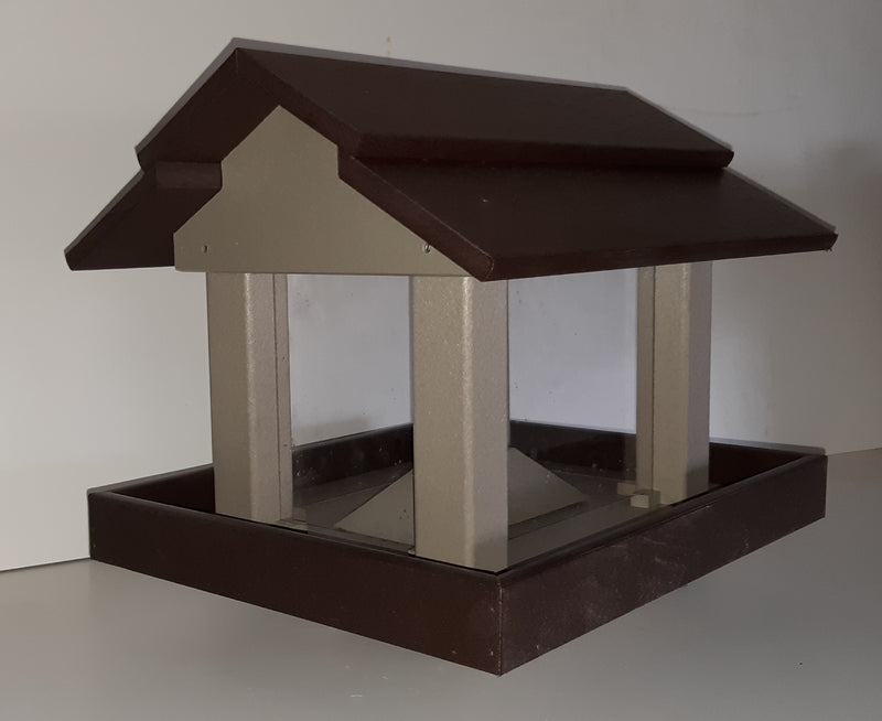 Brown and beige Poly Post Mounted Bird Feeders