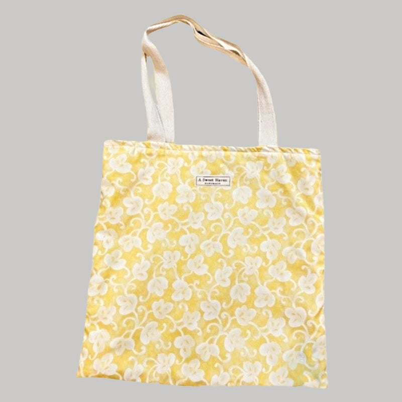 Pretty Yellow Floral Handmade Everyday Tote Bag for Harvest Array.