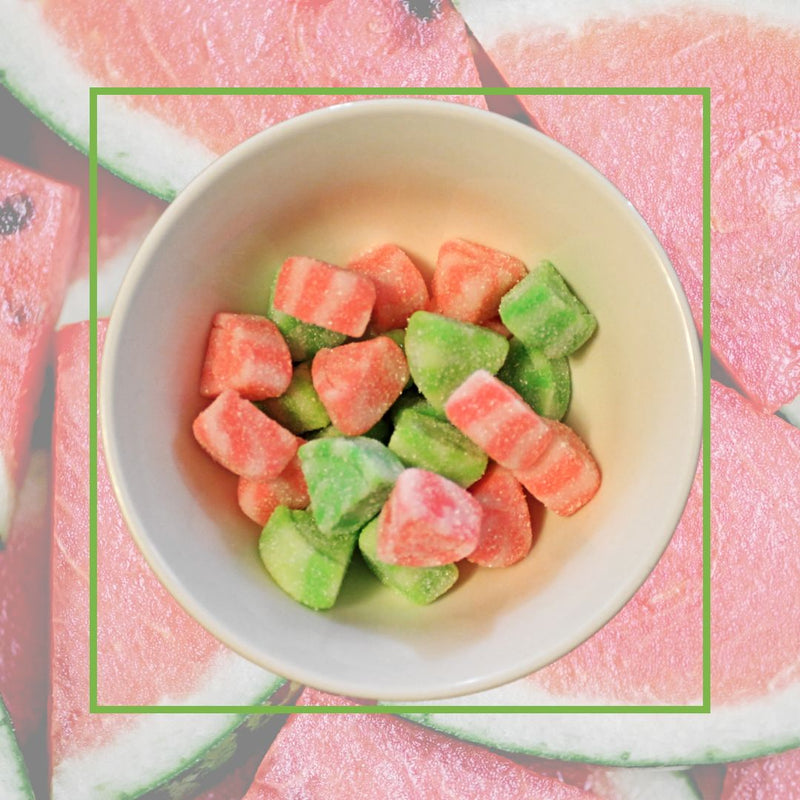 Shop Harvest Array for Albanese Sweet and Sour Gummi Watermelon Slices. Available in an 8 oz. container. Gummi snacks made in the USA.