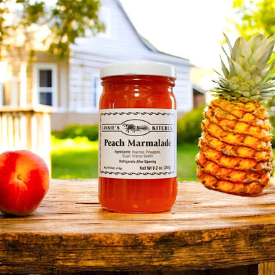 Looking a unique alternative to orange marmalade? Shop Harvest Array's New Peach Marmalade with pineapple, from Annie's Kitchen.