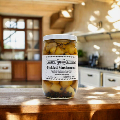 Stock the pantry with delicious Annie's Kitchen Pickled Mushrooms from harvestarray.com