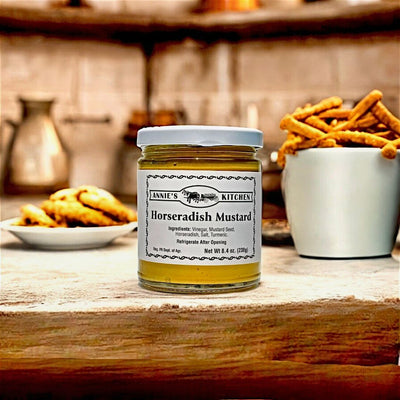 Indulge in Annie's Kitchen Horseradish Mustard for your pretzels. Purchase online today from Harvest Array!