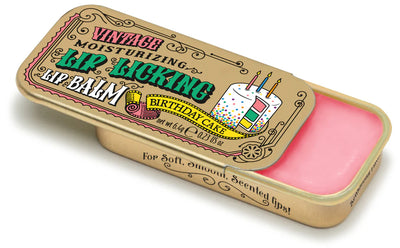 Birthday Cake Lip Licking Lip Balm in Vintage Slider Tin