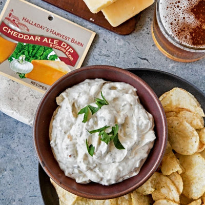 Cheddar Ale Dip Mix From Halliday's Harvest Barn goes great with chips and pretzels. Be sure to stock your pantry from harvestarray.com.