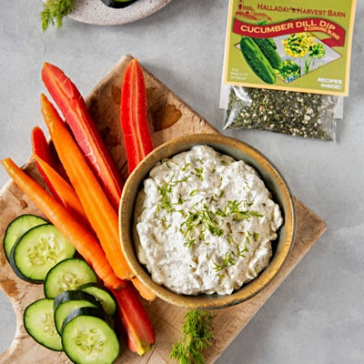 Halliday's Cucumber Dill dip mix & cooking blend is now available at Harvest Array. Ask about Free Shipping!