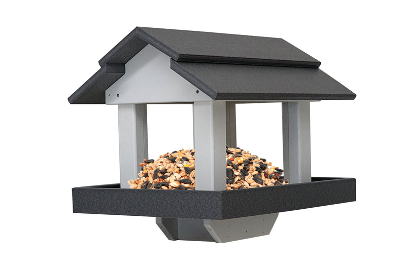 Black and Light Gray Poly Post Mounted Bird Feeders