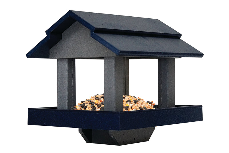 Dark blue and gray Poly Post Mounted Bird Feeders