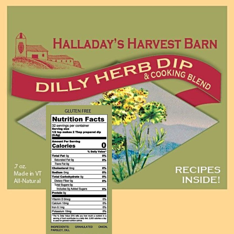 Dilly Herb Dip and Cooking Blend Ingredients and Nutrition Facts. Order today from harvestarray.com.