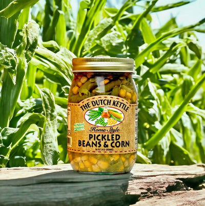 Amish Made Pickled Beans and Corn from North Carolina. Available Online at Harvest Array