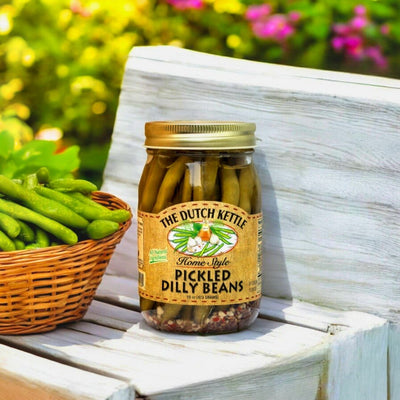 Amish Home Style Traditional Flavored Pickled Dilly Beans from North Carolina.