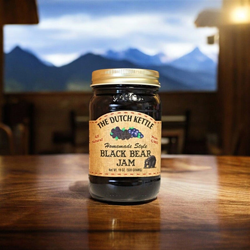 Black Bear Dutch Kettle Amish Homemade Style Jams - Black Bear Jam has Blackberries, Blueberries, and black raspberries for a delicious combination.