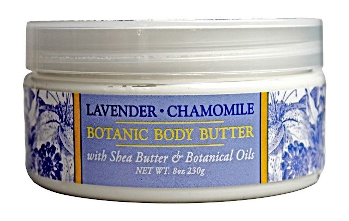 Lavender Chamomile Botanic Body Butter with Shea Butter and Botanical Oils in an 8 oz. jar.