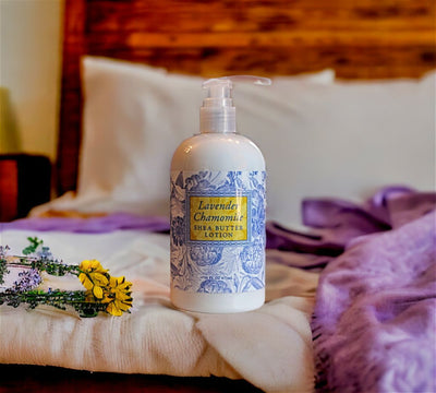 Luxurious Lavender Chamomile shea butter lotion by Greenwich Bay Trading can be purchase online at harvestarray.com