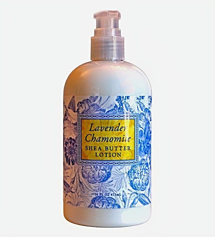 Lavender Chamomile Shea Butter Lotion is available only in 16 ounce pump bottles.