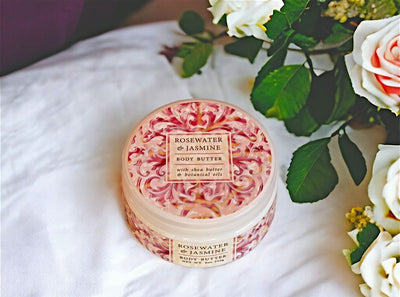 Moisturizing Rosewater & Jasmine Body Butter with Shea Butter and Botanical Oils can be purchase online from Harvest Array.