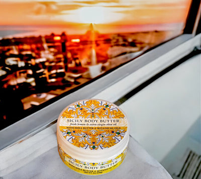 Feel like you are on vacation in Sicily with our fresh lemon scented Sicily Body Butter with Shea Butter and Botanical Oils.