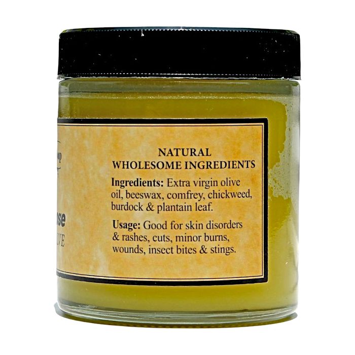 Garden Path All-Purpose Healing Salve  label of ingredients and uses.