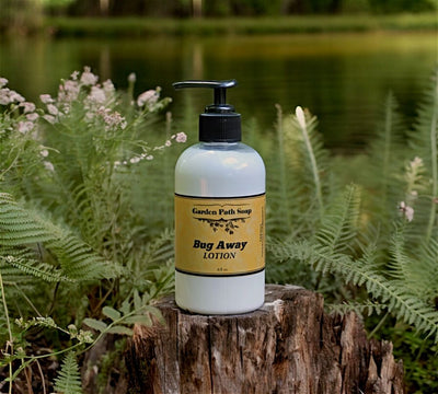 Garden Path Bug Away Lotion in an 8 ounce bottle at Harvest Array