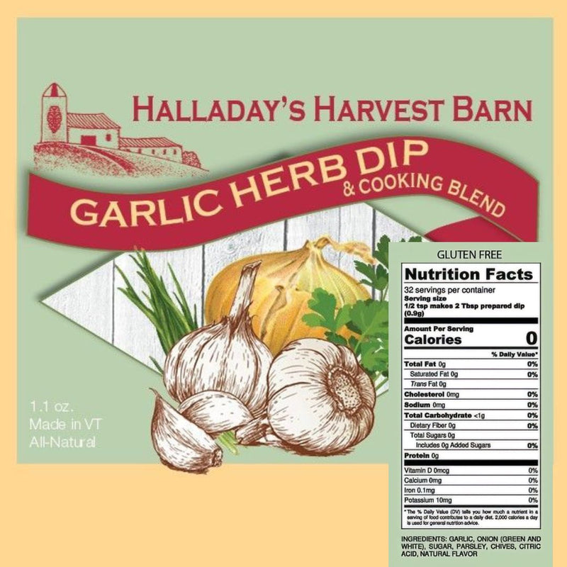 Garlic Herb Dip & Cooking Blend Ingredients and Nutrition Facts. Order a packet to try today from Harvest Array&