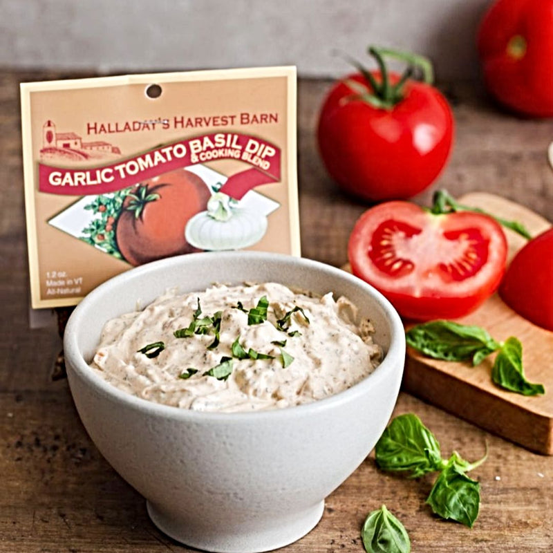 Shop Harvest Array for an easy to prepare Garlic Tomato Basil Dip Mix.