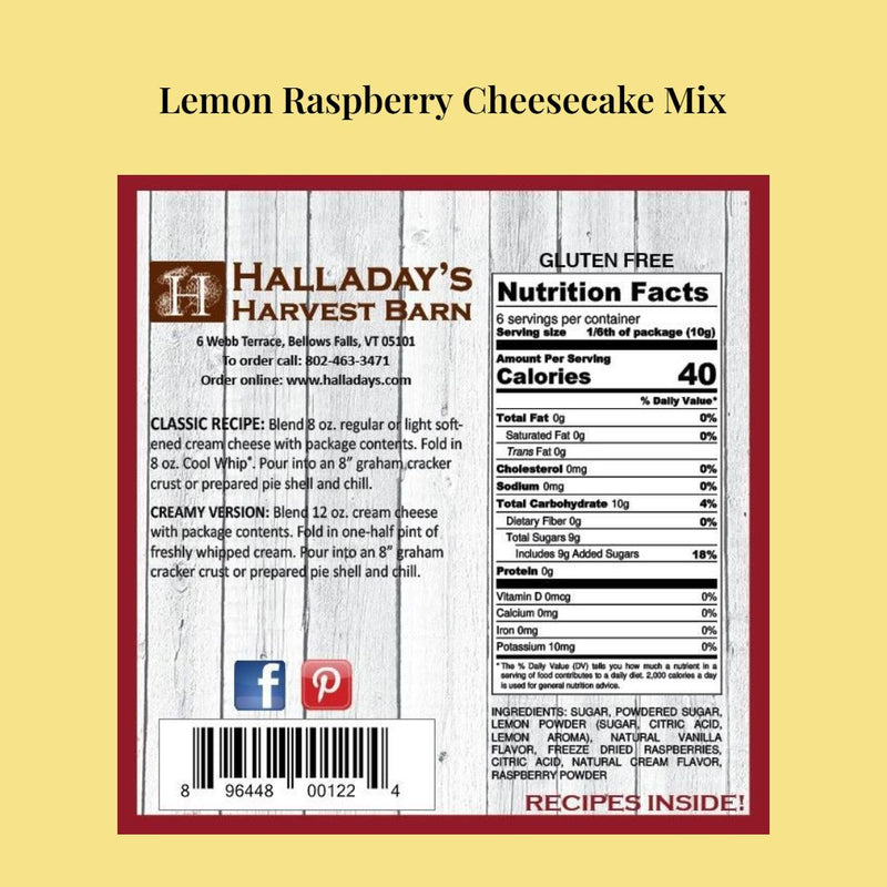 Recipes, Nutrition Facts and Ingredients for Halladay&