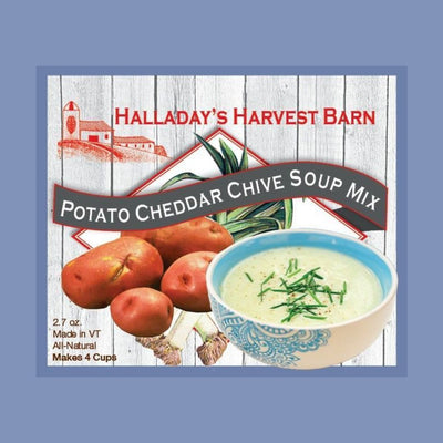 Looking for an easy to make comforting bowl of tasty soup? Shop Harvest Array for Potato Cheddar Chive Soup Mix from Halladay's.