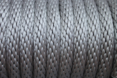 Close up of the Silver Solid Braided Multifilament Polypropylene Rope