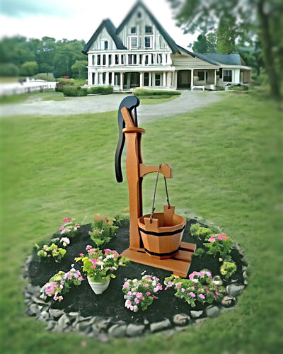 Enhance your yard decor with our Poly Well Pump with Planter in a Cedar Color. Handcrafted from Poly for durability and longevity.