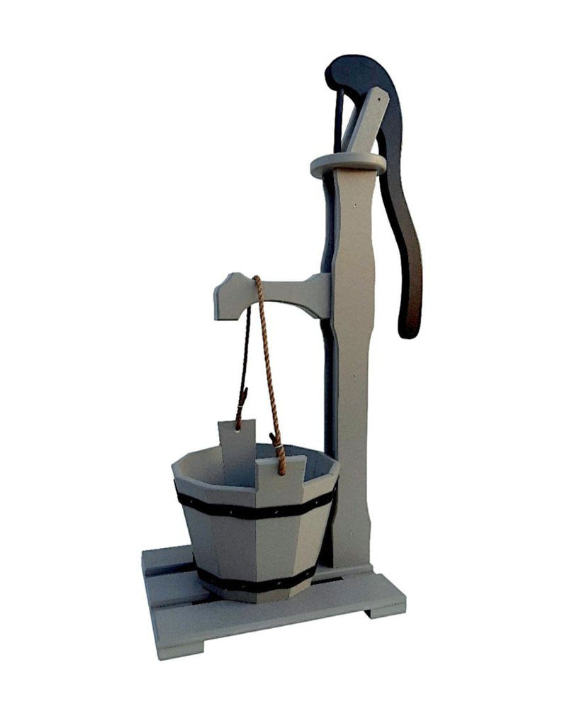 Dark Gray Handcrafted Poly Well Pump with Planter is available online at harvestarray.com.