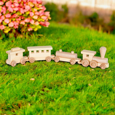 This Wooden Toy Train is handmade of natural wood and as a clear coat finish on it. Order online today from Harvest Array.