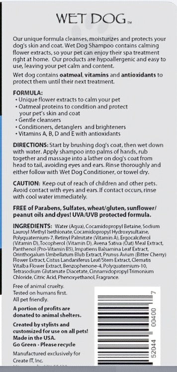 Wet Dog Masculine Mutt Shampoo Label