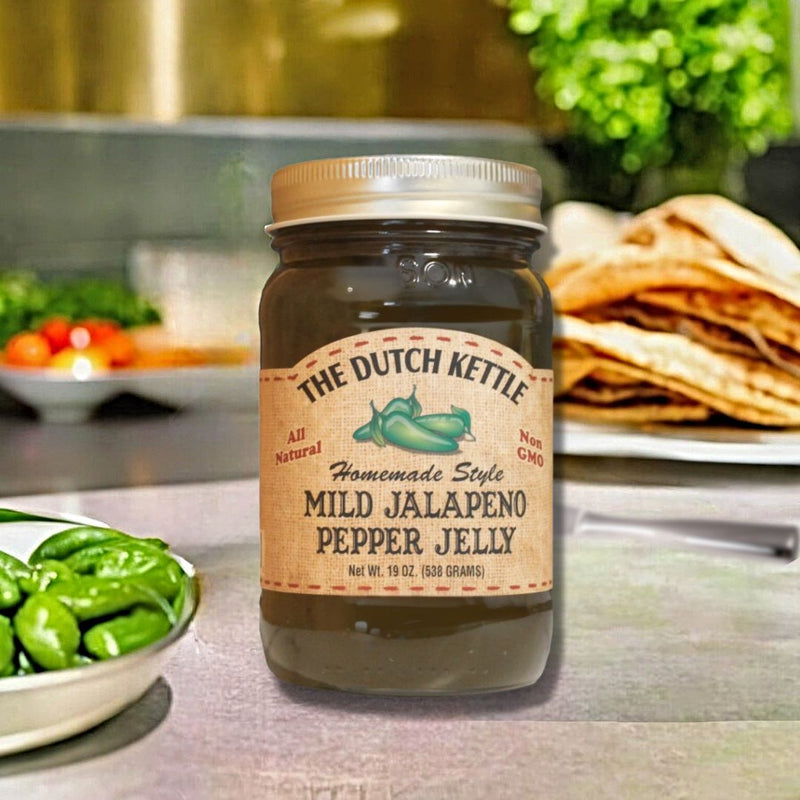 The Dutch Kettle Homestyle Mild Jalapeno Pepper Jelly is available for online purchase at harvestarray.com.