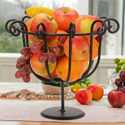 Amish made Black powder coated fruit bowl is available at harvestarray.com.