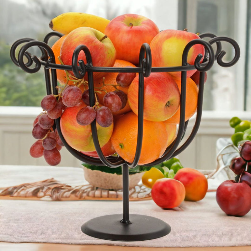 Amish made Black powder coated fruit bowl is available at harvestarray.com.