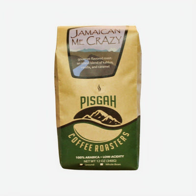 Jamaican-Me-Crazy® Flavored Ground Coffee in a 12 oz. bag. A product of NC. 