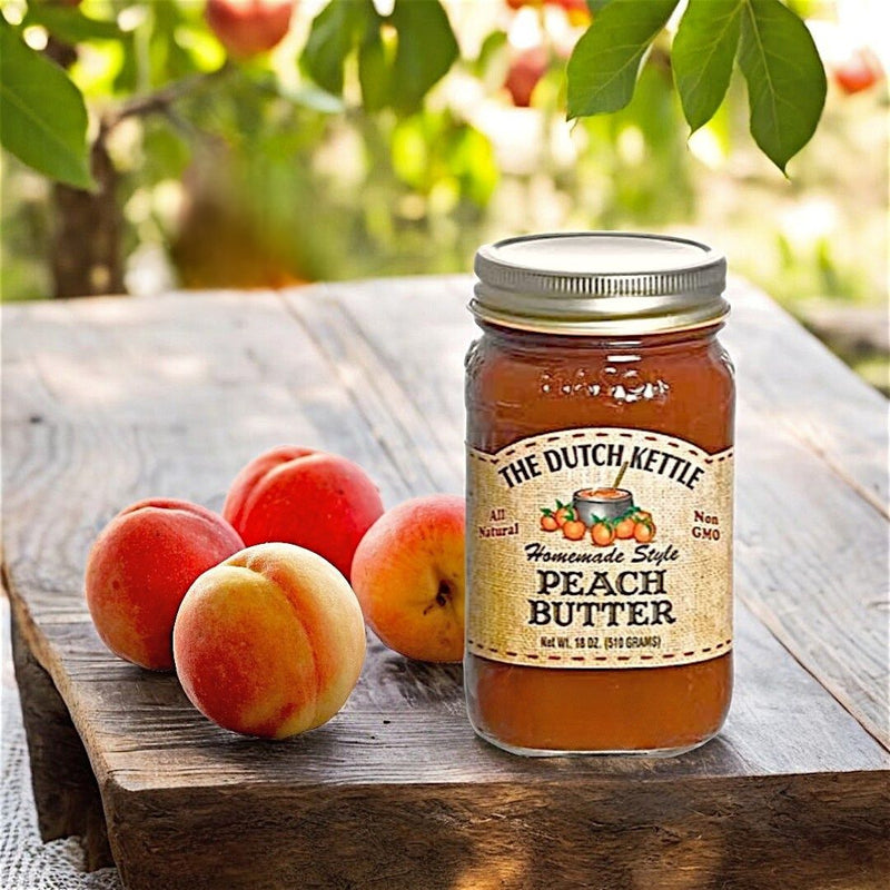 The Dutch Kettle Peach Butter is made in the USA. Get a jar or two from Harvest Array online today.