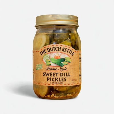 Harvest array securely packs these 16 oz. glass jars of Sweet Dill Pickles so they arrive safely to you. 