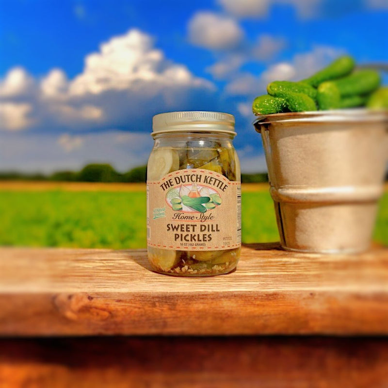 Dutch Kettle Amish Home Style Sweet Dill Pickles are available to purchase online from Harvest Array.