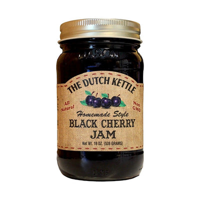 Harvest Array will securely package this 19 oz. glass jar of Black Cherry Jam to arrive safely to you.