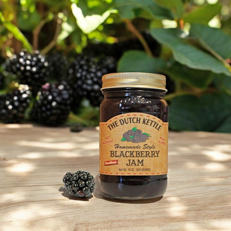 Our Dutch Kettle Seedless Blackberry Jam has lucious vine ripe blackberries but with the seeds strained out. Purchase yours today at Harvest Array