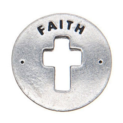 The front side of our made in the USA Pewter "Faith" Blessing Ring Charm. Purchase online at Harvest Array.