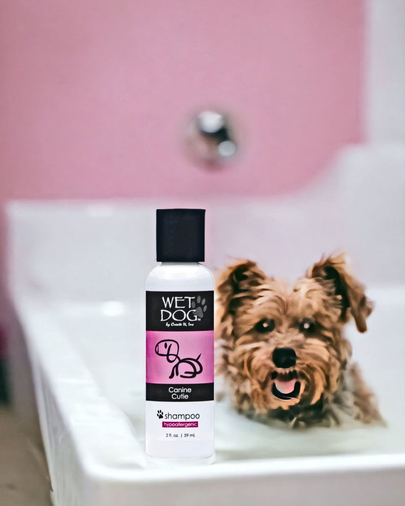 Wet Dog Canine Cutie Shampoo cleans while calming your fur baby.