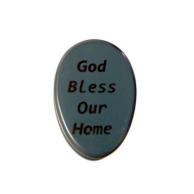 Green/blue painted Towel Holder -"God Bless Our House" Adhesive back to stick to a wall. Amish Crafted for Harvest Array.