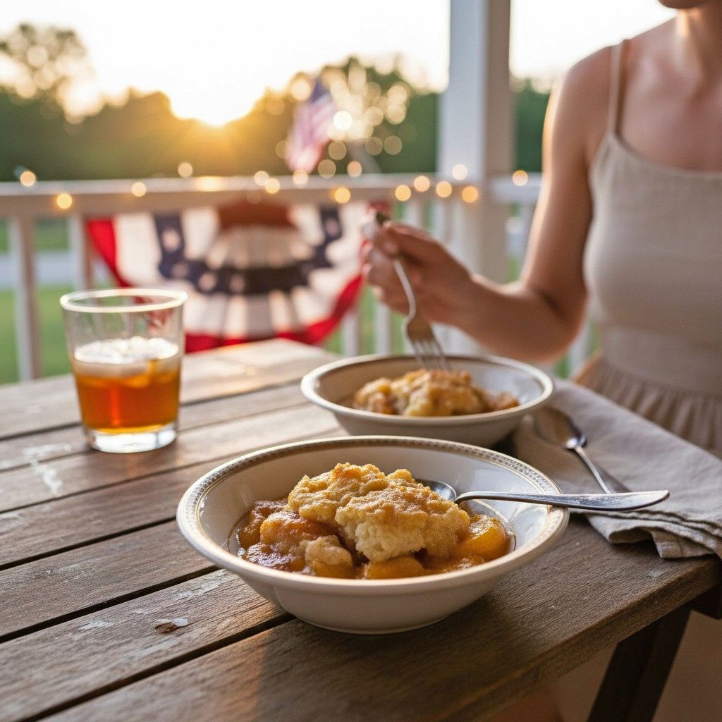 Southern Style Peach Cobbler on the 4th of July!